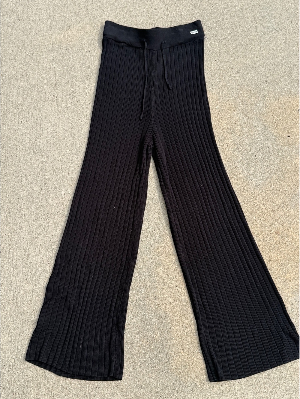 Princess Polly Black Ribbed Wide Leg Pants XS/S